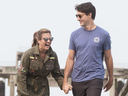 Prime Minister Justin Trudeau and his wife Sophie Gregoire Trudeau at the Gulf Islands National Park Reserve in B.C., in August 2017.