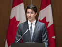 Prime Minister Justin Trudeau speaks at an evening Liberal caucus meeting on Parliament Hill, Tuesday, April 2, 2019.