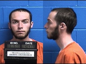 This April 4, 2019, photo released by the Missoula County Sheriff's Office shows Fabjan Alameti, 21. Alameti, who federal agents say talked about joining ISIS and attacking random people to avenge a shooting at a New Zealand mosque, has been arrested at a gun range in Montana. He appeared before a U.S magistrate judge Thursday to hear the charges of possession of a firearm by an unlawful user of a controlled substance and making false statements involving international and domestic terrorism. (Missoula County Sheriff's Office via AP)