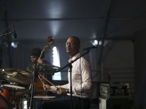 Drummer Jason Marsalis performs in the WWOZ at the New Orleans Jazz & Heritage Festival New Orleans, Thursday, April 25, 2019.