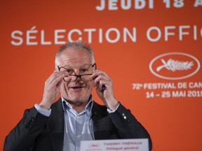 Festival director Thierry Fremaux speaks to reporters during a press conference to announce the Cannes film festival line up for the upcoming 72nd edition in Paris, Thursday April 18, 2019. The festival will run from May 14 to May 25, 2019.