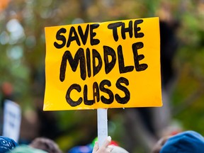 Across the OECD's 36 member countries, the portion of citizens considered middle class fell to 61 per cent from 64 per cent between the mid-1980s and the mid-2010s, the organization reports.