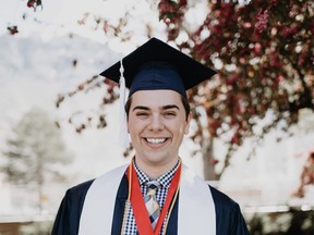 Matthew Easton, a valedictorian at Brigham Young University, said being a gay Mormon has not always been an easy road. But he was moved to declare in a commencement speech on Friday, "I am not broken." MUST CREDIT: Courtesy of Matthew Easton