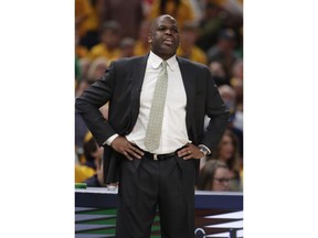 Indiana Pacers head coach Nate McMillan yells to his team as they played against the Boston Celtics during the first half of Game 4 of an NBA basketball first-round playoff series in Indianapolis, Sunday, April 21, 2019.