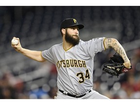 Pittsburgh Pirates starting pitcher Trevor Williams delivers during the fourth inning of a baseball game against the Washington Nationals, Friday, April 12, 2019, in Washington.