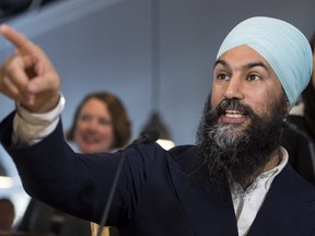 Federal NDP leader Jagmeet Singh is seen during an announcement in Coquitlam, B.C., on Monday, April 1, 2019.