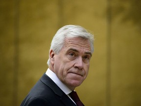 Dwight Ball, Premier of Newfoundland and Labrador, arrives to appear as a witness at a Senate Committee on Energy, the Environment and Natural Resources in the Senate of Canada Building in Ottawa on Thursday, Feb. 28, 2019.