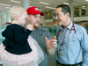 Lyana Deslauriers is held by dad Joel as they meet up with Dr. Gregor Andelfinger at Sainte Justine’s Children’s Hospital in Montreal.