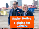 Alberta NDP Leader Rachel Notley with Calgary-Fort MLA Joe Ceci on April 1, 2019.