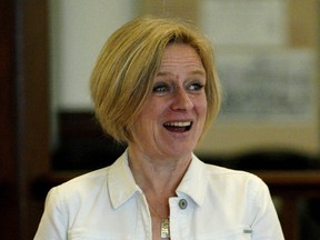 Alberta NDP Leader Rachel Notley arrives at McKay Avenue School in Edmonton on Monday April 15, 2019 to make a campaign speech on the eve of the provincial election in Alberta.