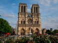 Notre Dame is seen on April 18, 2019, three days after the Paris cathedral was severely damaged by a fire that destroyed part of its roof and caused its steeple to collapse.