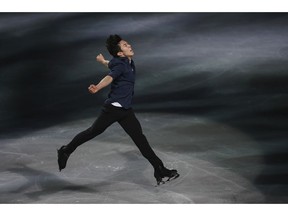 FILE - In this March 24, 2019, file photo, gold medalist Nathan Chen, from the United States, performs during the gala exhibition for the ISU World Figure Skating Championships at Saitama Super Arena in Saitama, north of Tokyo. All he's done since becoming an Ivy Leaguer is win the Grand Prix Final, a third straight U.S. figure skating championship, and repeat as world champion. Yale might have a strong hockey team, but Chen's hat trick can't be matched by any of the Bulldogs.