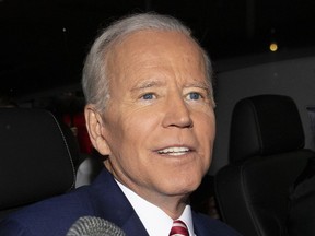 Former Vice President and Democratic presidential candidate Joe Biden is shown after appearing on ABC's "The View", Friday, April 26, 2019 in New York.  Biden says he has no plans to limit himself to one term if he's elected president in 2020.