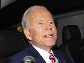 Former Vice President and Democratic presidential candidate Joe Biden is shown after appearing on ABC's "The View", Friday, April 26, 2019 in New York.  Biden says he has no plans to limit himself to one term if he's elected president in 2020.