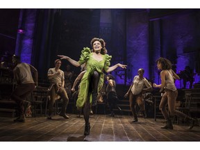 This image released by DKC O&M Co. shows Amber Gray and the cast during a performance of "Hadestown," directed by Rachel Chavkin. (Matthew Murphy/DKC O&M Co. via AP)
