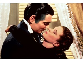 This image released by Turner Classic Movies shows Clark Gable, left, and Vivien Leigh in a scene from "Gone with the Wind."   On Thursday, the TCM Classic Film Festival will open its 10th annual edition in Los Angeles with "When Harry Met Sally..." To mark its anniversary, TCM will on Sunday again air "Gone With the Wind," the film that it first transmitted on April 14, 1994. (Turner Classic Movies via AP)