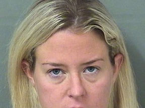 FILE - This file photo originally provided provided by the Palm Beach County Sheriff's Office shows Kate Major Lohan shortly after her arrest on a battery charge in Boca Raton, Fla., on July 27, 2018.  Lohan has pleaded guilty to disorderly conduct after Pennsylvania state police said she tried to commandeer an occupied bus and attacked its driver last Christmas. Lohan apologized while entering the third-degree misdemeanor plea Wednesday, April 17, 2019. Lehigh County prosecutors withdrew other charges including drunken driving. (Palm Beach County Sheriff's Office via AP)