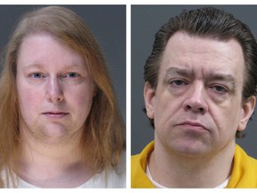 FILE - This combination of undated file photos provided Friday, March 29, 2019, by the Bucks County District Attorney's Office shows Sara Packer, left, and Jacob Sullivan. Child welfare agencies in Pennsylvania missed one "red flag" after another in the case of a teenager who endured years of physical, mental and sexual abuse before her 2016 rape and murder, according to a report released Monday, April 2. (Bucks County District Attorney's Office via AP)