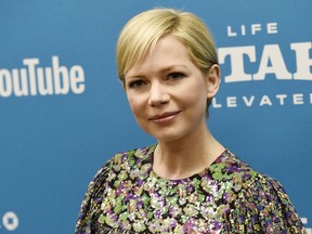 FILE - In this Jan. 24, 2019, file photo, Michelle Williams, a cast member in "After the Wedding," poses at the premiere of the film on the opening night of the 2019 Sundance Film Festival in Park City, Utah. Williams, who has seen first-hand the disparity in men and women's pay, joined lawmakers and activists Tuesday, April 2, 2019, in the Capitol Building to support the principle of equal pay for equal work.