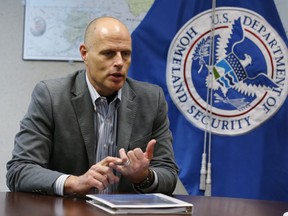 In this Nov. 9, 2018, photo, acting ICE director Ron Vitiello gestures during an interview in Richmond, Va. The White House has pulled the nomination of longtime border official Vitiello to lead U.S. Immigration and Customs Enforcement. That's according to people familiar with the matter who say the notice was sent to members of Congress Thursday, April 4, 2019.