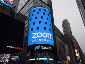Nasdaq is ready for the Zoom IPO, Thursday, April 18, 2019 in New York. The videoconferencing company is headquartered in San Jose, California.