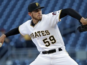 Pittsburgh Pirates starting pitcher Joe Musgrove delivers during the first inning of a baseball game against the Arizona Diamondbacks in Pittsburgh, Monday, April 22, 2019.