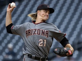 Arizona Diamondbacks starting pitcher Zack Greinke delivers during the first inning of a baseball game against the Pittsburgh Pirates in Pittsburgh, Thursday, April 25, 2019.