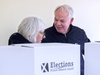 Peter Bevan-Baker, leader of the Green party, votes with his wife Ann in the Prince Edward Island provincial election in Bonshaw, P.E.I. on April 23, 2019.