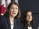 Jane Philpott and Jody Wilson-Raybould at a press conference in 2016.