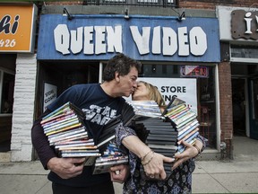 Howie and Penni Levman in front of their last and now closed Queen Video, in the Annex.