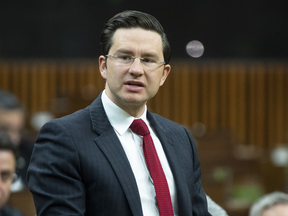 Conservative MP Pierre Poilievre speaks during question period in the House of Commons on April 1, 2019