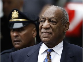 FILE - In this Sept. 24, 2018 file photo Bill Cosby arrives for his sentencing hearing at the Montgomery County Courthouse in Norristown, Pa. The Imprisoned actor says his insurance company is settling another lawsuit filed by a woman accuser without his permission.  In a statement, Cosby accuses American International Group Inc. of "egregious behavior."  The 81-year-old is serving a three- to 10-year prison term, after a jury found he sexually assaulted a woman at his home in 2004.