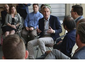 Former Starbucks CEO Howard Schultz, center, speaks about the possibility that he'll run for president as an independent candidate during a town hall meeting on the University of Kansas campus in Lawrence, Kansas. Schultz believes he would take much of his support from disaffected Republicans.