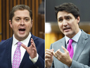 Conservative leader Andrew Scheer and Prime Minister Justin Trudeau clash during question period in the House of Commons on Wednesday April 10, 2019.