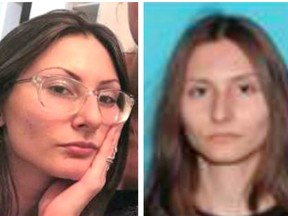 This combination of undated photos released by the Jefferson County, Colo., Sheriff's Office on Tuesday, April 16, 2019 shows Sol Pais. On Tuesday authorities said they were looking Pais, suspected of making threats on Columbine High School, just days before the 20th anniversary of a mass shooting that killed 13 people.