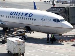 In this July 18, 2018, file photo a United Airlines commercial jet sits at a gate at Terminal C of Newark Liberty International Airport in Newark, N.J.