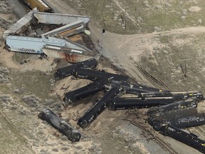 Twenty three Union Pacific train cars derailed, on Saturday, March 30, 2019, releasing an unknown quantity of propane after one car overturned about six to eight miles south of Eureka, Utah. Officials blew up 11 derailed tanker cars containing propane and biodiesel in a controlled detonation Sunday night, March 31, 2019. No passengers were on board the train.