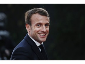 French President Emmanuel Macron arrives for an EU summit at the Europa building in Brussels, Wednesday, April 10, 2019. European Union leaders meet Wednesday in Brussels for an emergency summit to discuss a new Brexit extension.