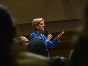Democratic presidential candidate Sen. Elizabeth Warren, D-Mass. visits Keene State College during a campaign visit on Saturday, April 20, 2019 in Keene, N.H.  Warren told the audience that she has pressed Congress to take up articles of impeachment against President Donald Trump.