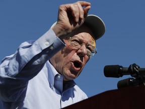 FILE - In this March 16, 2019, photo, Democratic presidential candidate Sen. Bernie Sanders, I-Vt., speaks at a rally in Henderson, Nev. One of the big questions facing Sanders is whether he could translate his upstart success from 2016 into front-runner status in 2020. So far, the answer is yes.