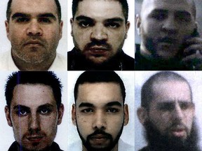 This combination of pictures obtained on May 29, 2019 shows French nationals (from top left to bottom right) Salim Machou, Mustapha Merzoughi, Brahim Nejara, Kevin Gonot, Yassine Sakkam and Leonard Lopez, all sentenced by a Baghdad court to death for joining the Islamic State group.