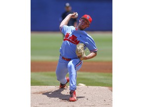 Mississippi pitcher Houston Roth throws a pitch during the first inning against Georgia in an NCAA college baseball game at the Southeastern Conference tournament, Saturday, May 25, 2019, in Hoover, Ala.