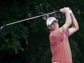 Steve Stricker tees off on the ninth hole during the final round of the Regions Tradition Champions Tour golf tournament, Monday, May 13, 2019, in Birmingham, Ala.
