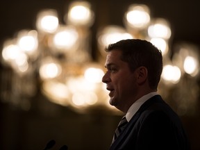 Conservative Leader Andrew Scheer speaks at an event hosted by the Canadian Club of Vancouver on May 24, 2019.