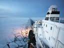 A Russian commercial tanker sails in an undisclosed location in the Arctic.