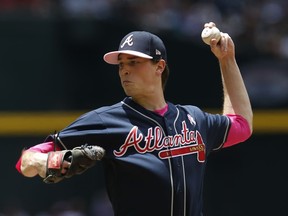 Atlanta Braves pitcher Max Fried throws against the Arizona Diamondbacks in the first inning during a baseball game, Sunday, May 12, 2019, in Phoenix.