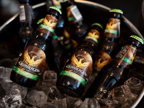 Bottle of Grimbergen lay in buckets of ice at Tuesday's launch party celebrating the 12th century discovery.