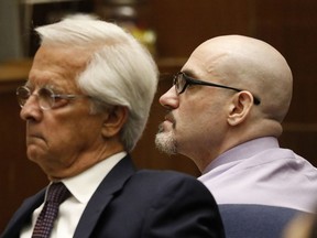 Michael Gargiulo, right, appears with his defense attorney Daniel Nardoni in Los Angeles Superior Court for opening statements on his trial on murder charges Thursday, May 2, 2019, in Los Angeles. Gargiulo is accused of killing two women and trying to kill one in sex "thrill-kill" attacks between 2001 and 2008.