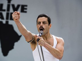 This image released by Twentieth Century Fox shows Rami Malek in a scene from "Bohemian Rhapsody." The advocacy organization GLAAD says that LGBTQ representation is up for major studio films released in 2018. 20th Century Fox received a "good" rating for contributions for releases like "Bohemian Rhapsody."