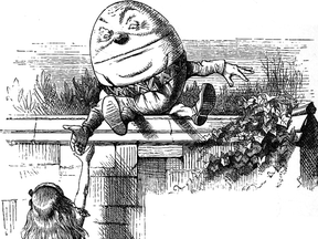Humpty Dumpty, with Alice from Lewis Carroll’s Through the Looking Glass (1872), was referenced in the dissenting opinion from Saskatchewan Court of Appeal Judges Ralph Ottenbreit and Neal Caldwell.